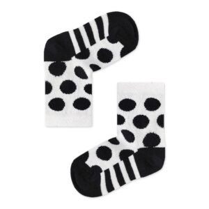 Βρεφικές κάλτσες με σχέδια Δαλματιας, Λευκές με Μαύρο Πουά, Κορίτσι / Unisex