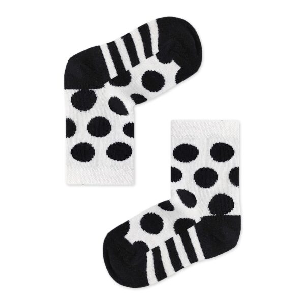Βρεφικές κάλτσες με σχέδια Δαλματιας, Λευκές με Μαύρο Πουά, Κορίτσι / Unisex